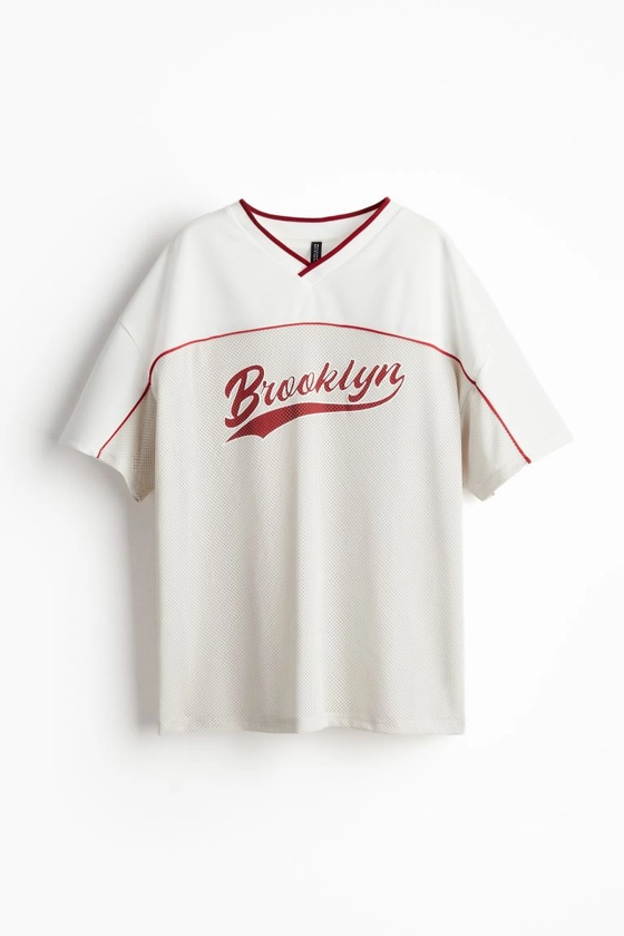 Oversized printed T-shirt - Light beige/Brooklyn - Ladies | H&M GB