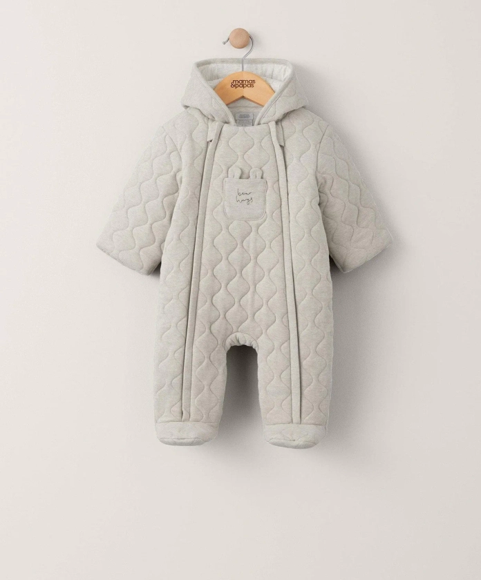 Bear Hugs Quilted Jersey Pramsuit - Sand
