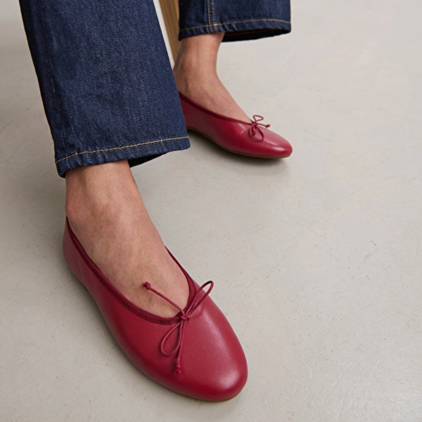 Jonak Women Ballet flats with laces in carmine red leather