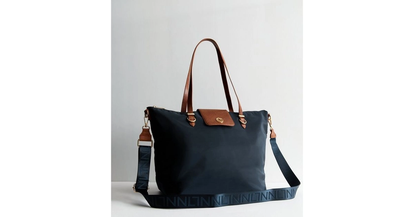 Navy Zip Top Tote Bag | New Look
