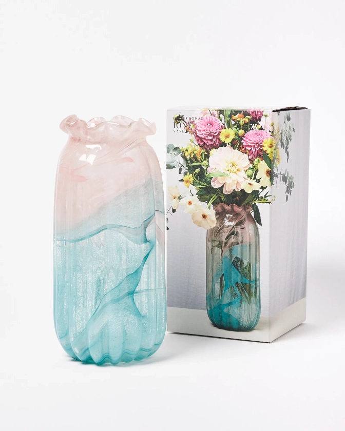 Ione Pink Swirl Glass Vase | Oliver Bonas