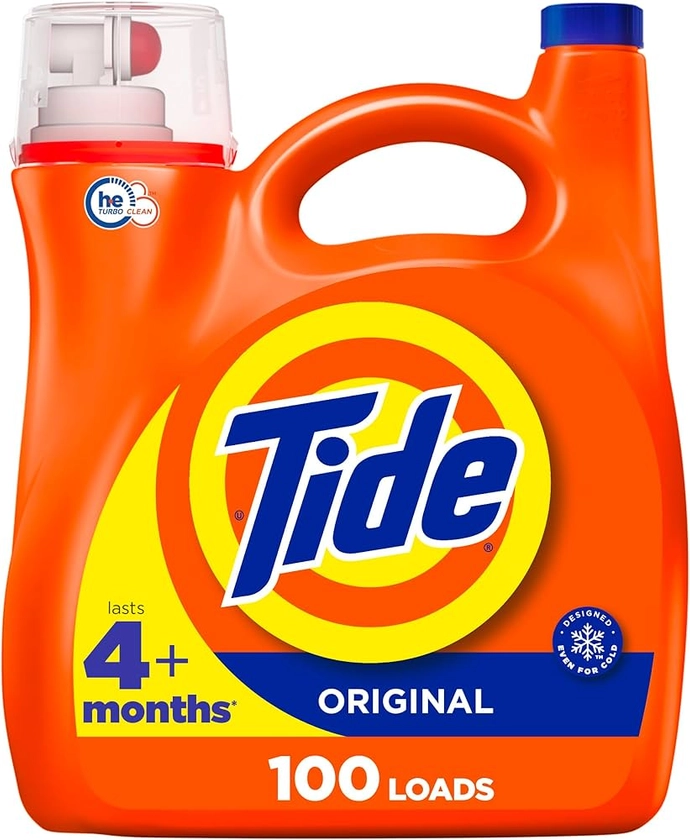 Tide Laundry Detergent Liquid, Original Scent, HE Compatible, 100 Loads, 132 fl oz Laundry Soap (Packaging May Vary)