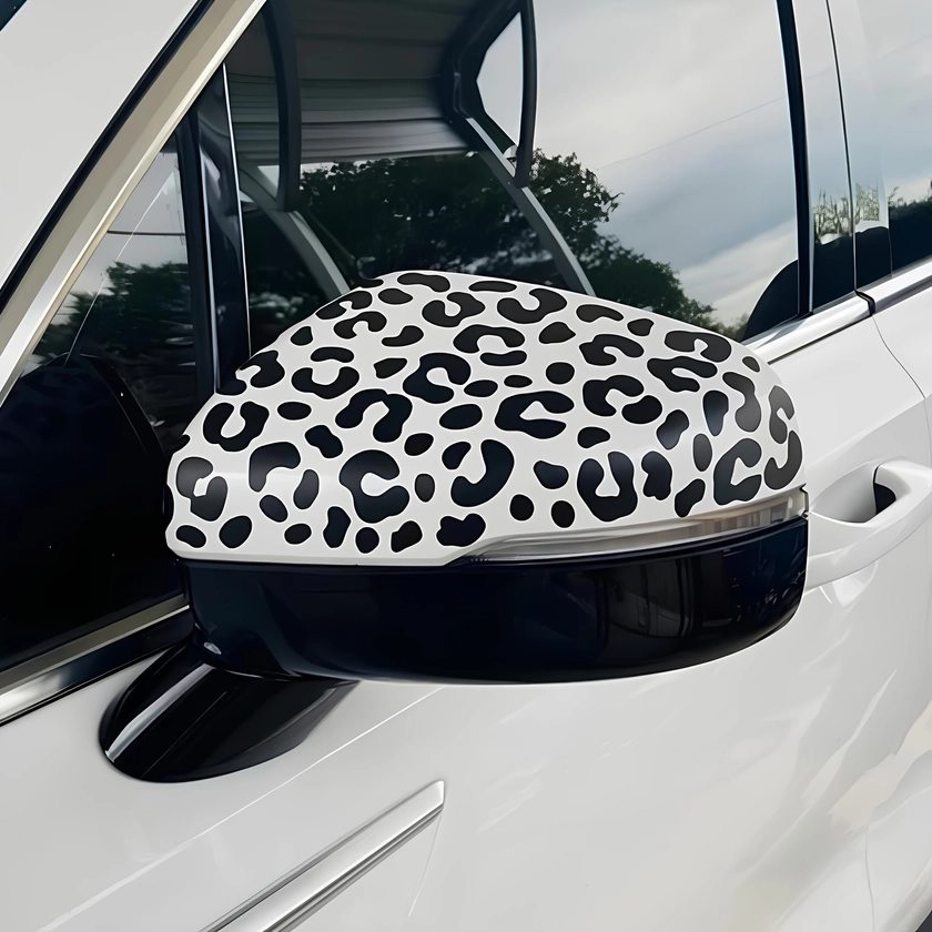 Leopard Print Decals For Car Leopard Print Stickers Waterproof Decorative Auto Accessories Vinyl Sticker For Rear View Mirror Windows