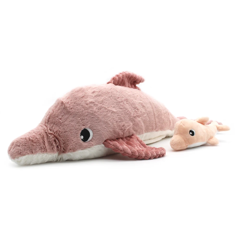 Peluche dauphin Tofou maman et son bébé rose - Les Ptipotos