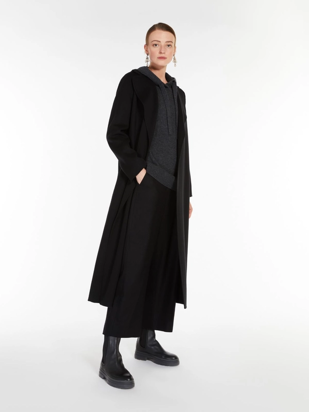 Wool coat with belt, black | "POLDO" Max Mara 