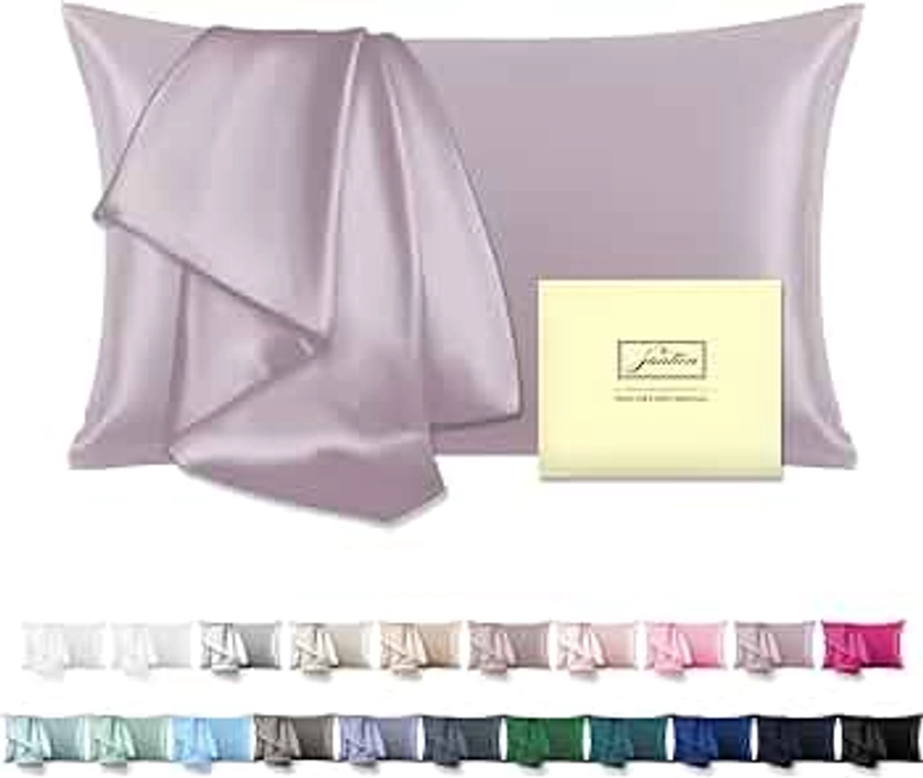 Mulberry Silk Pillow Cases Standard Size Silk Pillowcase with Zipper Soft Breathable Smooth Cooling Satin Silk Pillow Covers for Sleeping for Hair and Skin (Lavender,20"X 26",1Pcs)