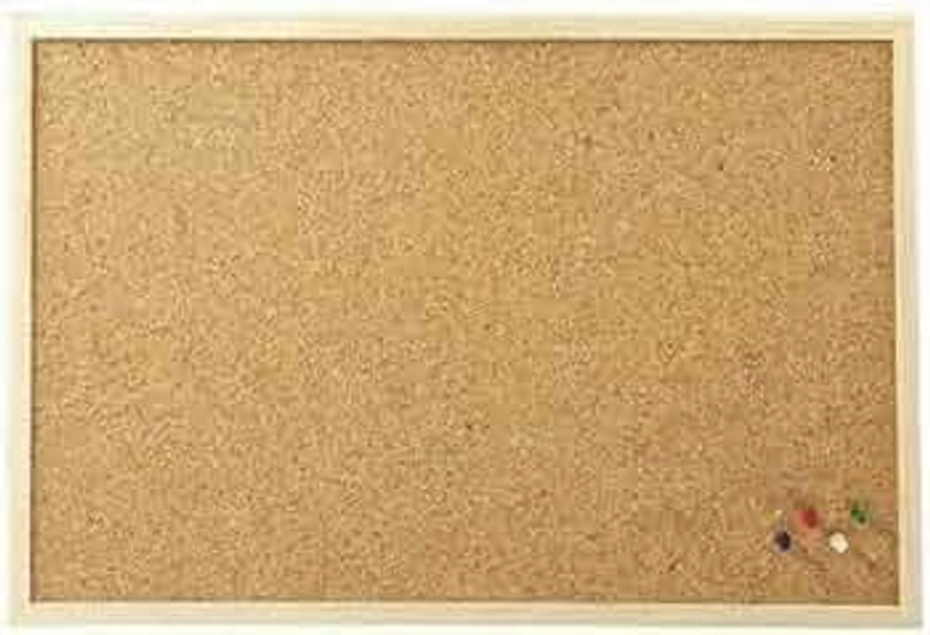 Cork Board Pin Notice Office Memo School with Push Pins Board Requisite Needs Wooden Natural Frame Board (30CM x 40CM)