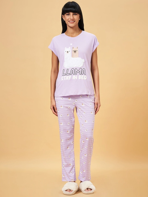 Dreamz by Pantaloons Graphic Printed T-shirt With Pyjamas