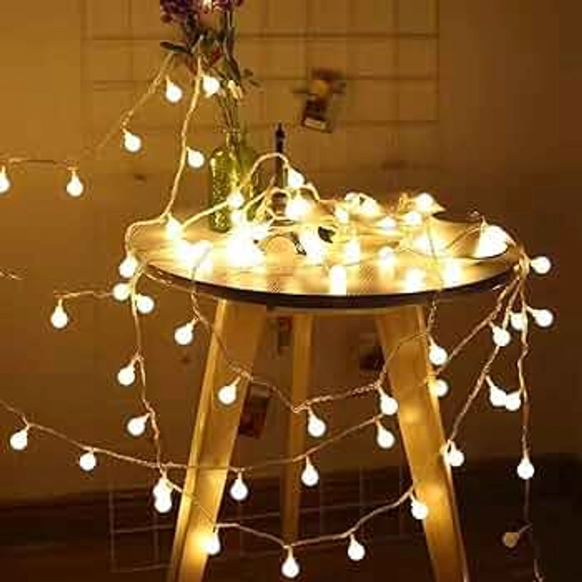 Globe String Lights 49 Feet 100 led,8 Modes Fairy Plug in Indoor String Lights for Bedroom,Classroom,Outdoor, Patio,Garden,Party,Wedding-Warm White