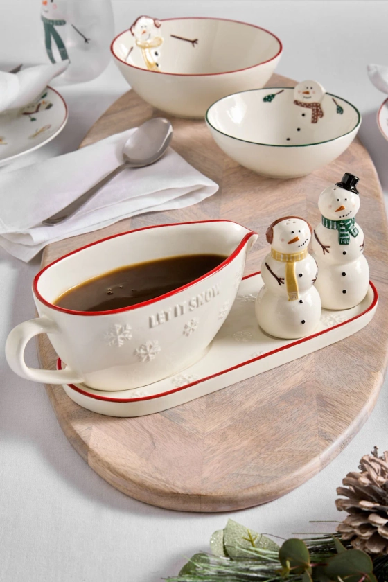 Buy White Snowman Salt and Pepper and Gravy Boat Centrepiece from Next Finland