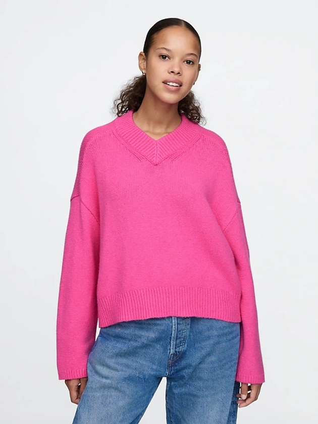 CashSoft Oversized V-Neck Sweater