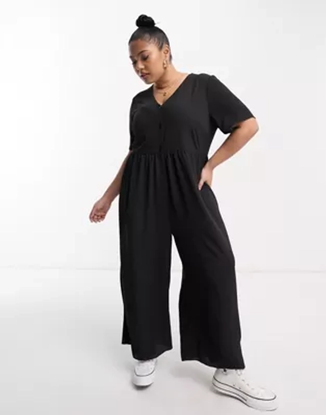 ASOS DESIGN Curve - Combinaison à manches courtes - Noir | ASOS