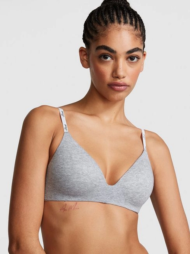 Buy Medium Heather Grey Logo Non Wired Lightly Lined Bra from the Victoria's Secret UK online shop