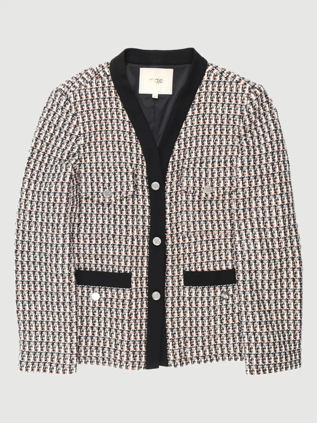 Maje Seconde Main - Veste façon tweed chinée et contrastée