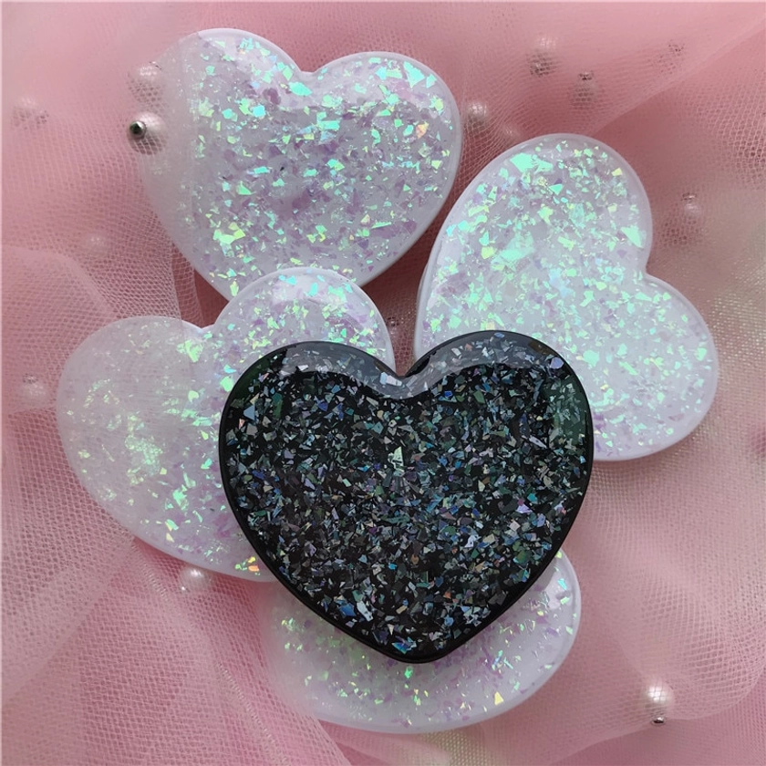 Glitter Heart Shape Phone Holder Universal Grip St...