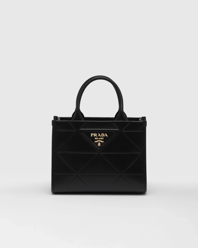 Black Mini Prada Symbole Leather Bag With Stitching | PRADA
