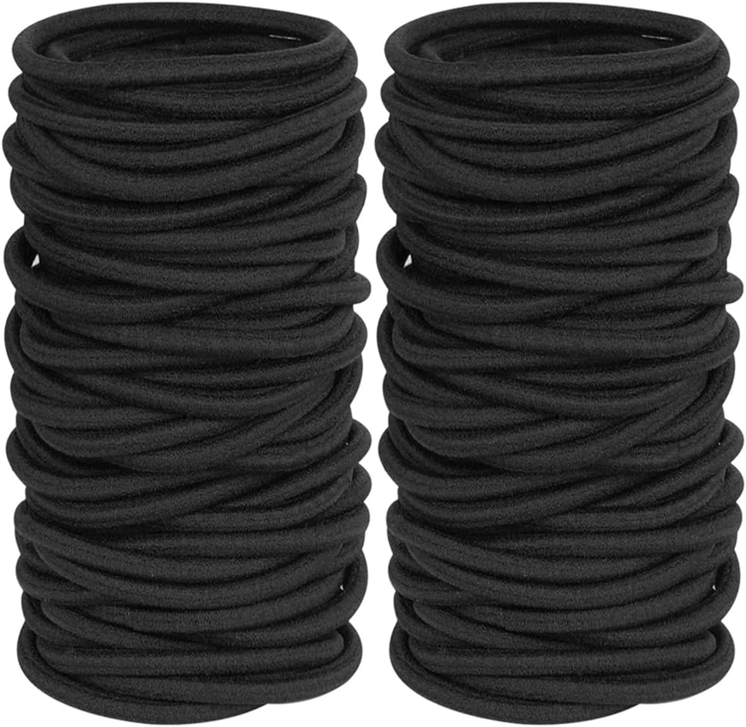 Amazon.com : GOSICUKA 120 Pieces Black Hair Ties for Thick and Curly Hair Ponytail Holders Hair Elastic Band for Women or Men(4mm) : Beauty & Personal Care