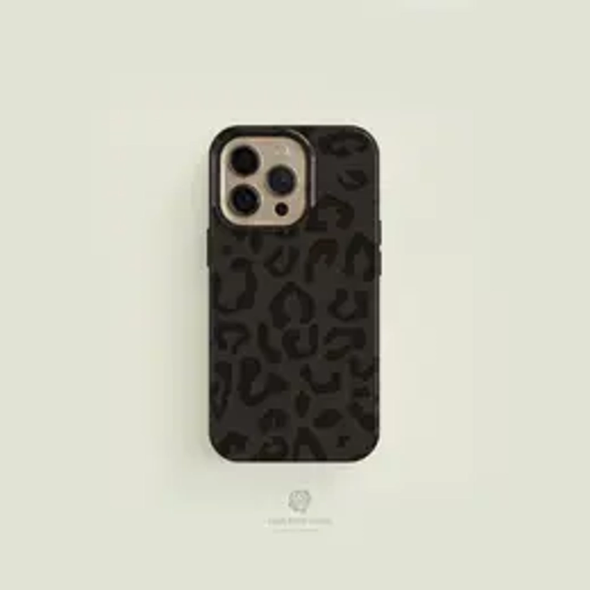 Leopard Patterned Black MagSafe Tough iPhone Case iPhone 15 14 13 Pro Max Case, iPhone 15 14 Plus Case, iPhone 13 Mini, iPhone Cases