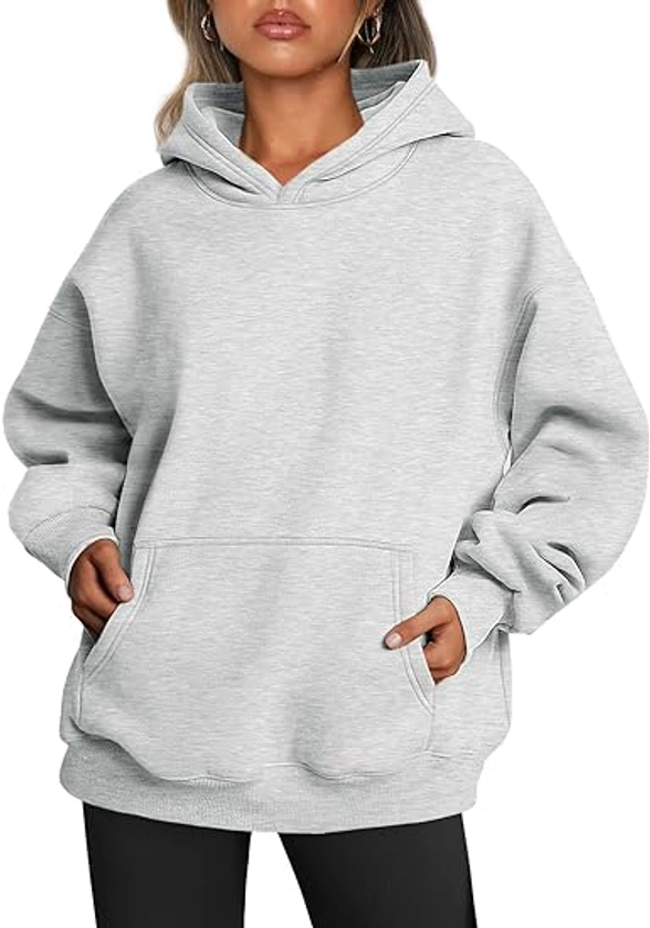 Trendy Queen Oversized Hoodies for Women Cute Sweatshirts Fleece Long Sleeve Tops Loose Fit Casual Pullover Fall Outfits Y2k Teacher Winter Clothes 2024 Grey at Amazon Women’s Clothing store