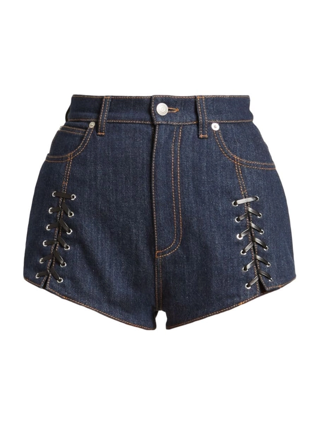 Lace-Up Denim Shorts