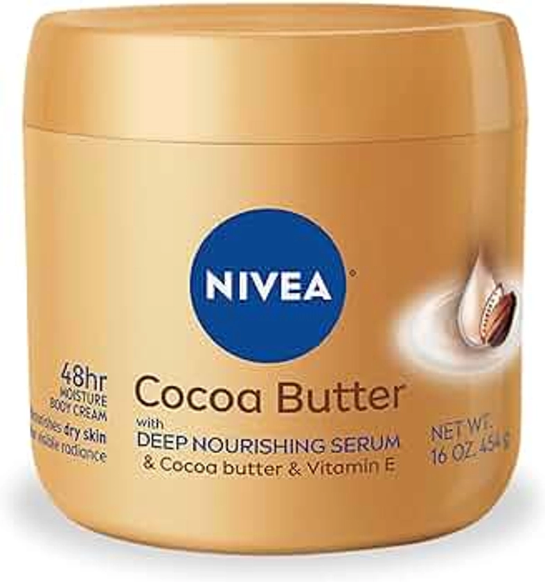 NIVEA Cocoa Butter Body Cream with Deep Nourishing Serum, Cocoa Butter Cream for Dry Skin, 16 Ounce Jar