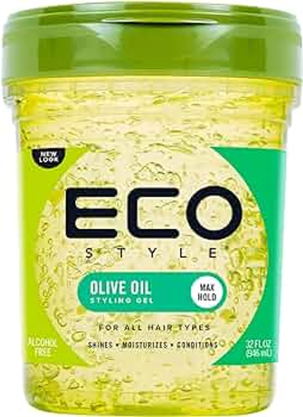 Eco Style Olive Oil Eco Styler Hair Gel, Hydrate and Style, Alcohol-Free, Green 946 ml (Pack of 1)