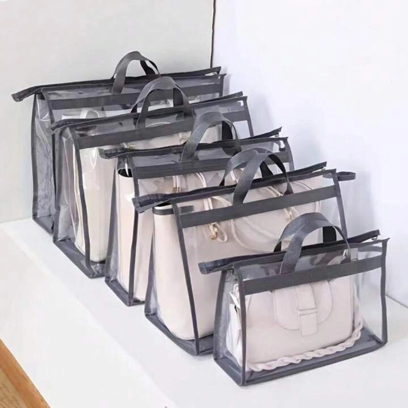 1 Pièce Sac De Rangement De Sac À Main Clair Avec Housse Anti-poussière, 5 Tailles, Sac De Rangement Transparent Pour Sac À Main Avec Fermeture À Glissière Et Poignée Pour Étagère De Placard - Anti-poussière Et Anti-humidité