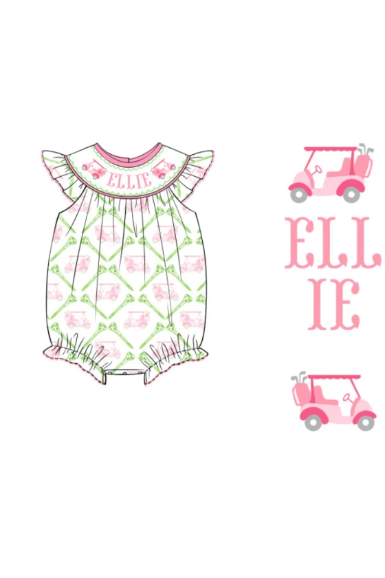 Pre-Order Custom Hand Smocked Name Golf Bubble