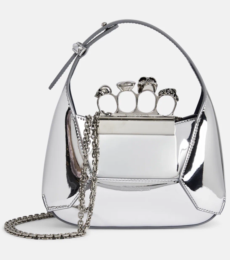 Jewelled mirrored leather tote bag in silver - Alexander Mc Queen | Mytheresa