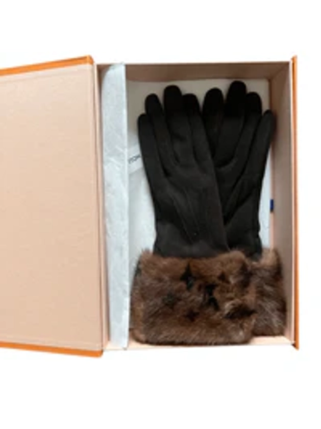 *Louis Vuitton Mink Fur Gloves Brown ASL10023