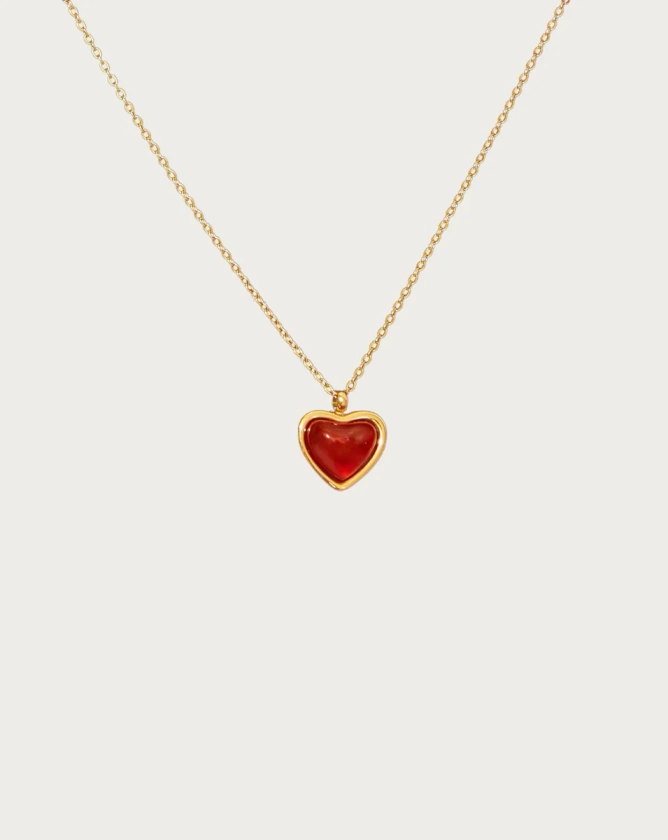 Collier coeur en pierre de cristal de cornaline | En Route Jewelry | En Route Jewelry