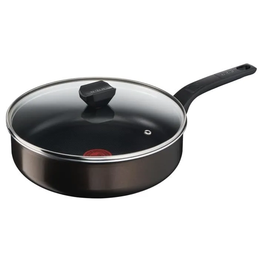 TEFAL Easy Cook & Clean Sauteuse 24 cm + couvercle en verre, Non induction, Revêtement antiadhésif, Fabriqué en France B5543202