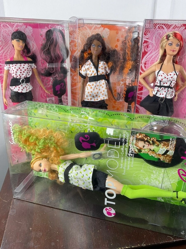 LOT Barbie Top Model Hair Wear NRFB 2007 COMPLETE 4 SET COLLECTION NIKKI !