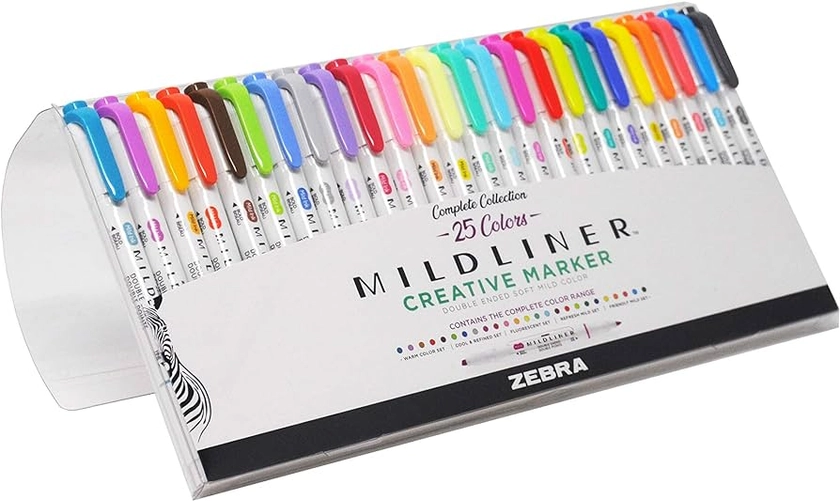 Amazon.com: Zebra Mildliner Double Ended Highlighter Variety Pack, Asst Ink Colors, Bold-Chisel/Fine-Bullet Tips, Asst Barrel Colors, 25/Pack : Everything Else