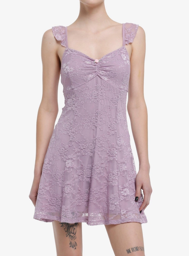 Lilac Lace Lace-up Cami Dress