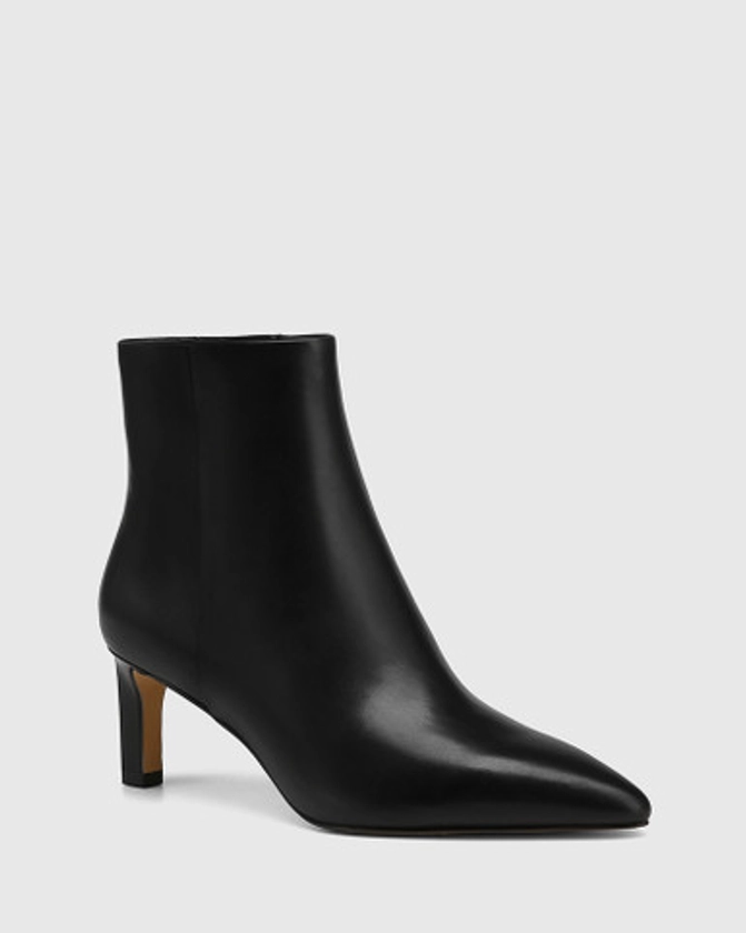 Kardin Black Leather Stiletto Heel Ankle Boot