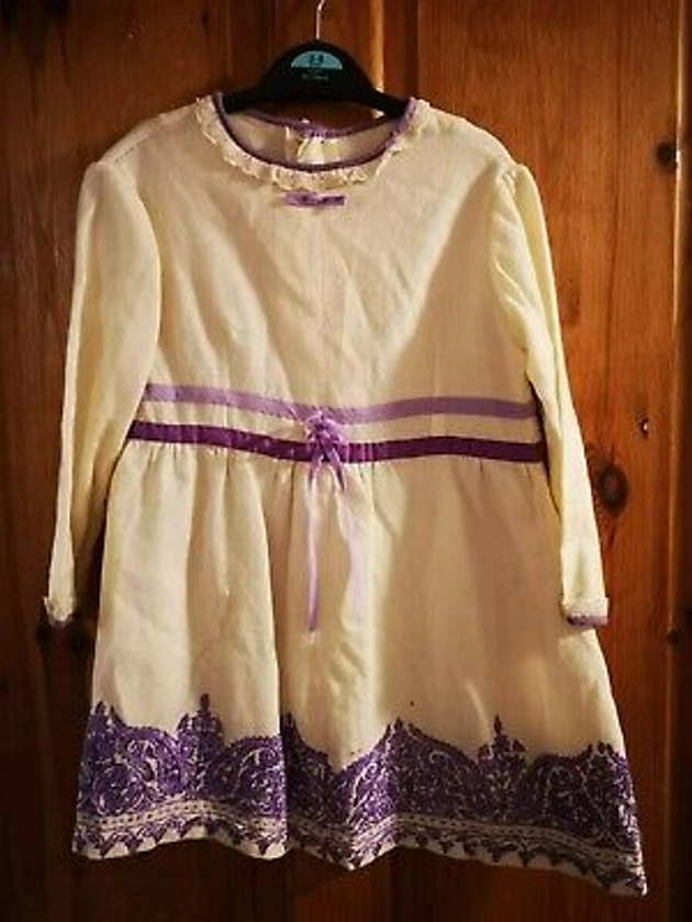 Vintage 1990s White Purple Lilac Paisley Print Embroidered Girls Dress Age 3-4 | eBay