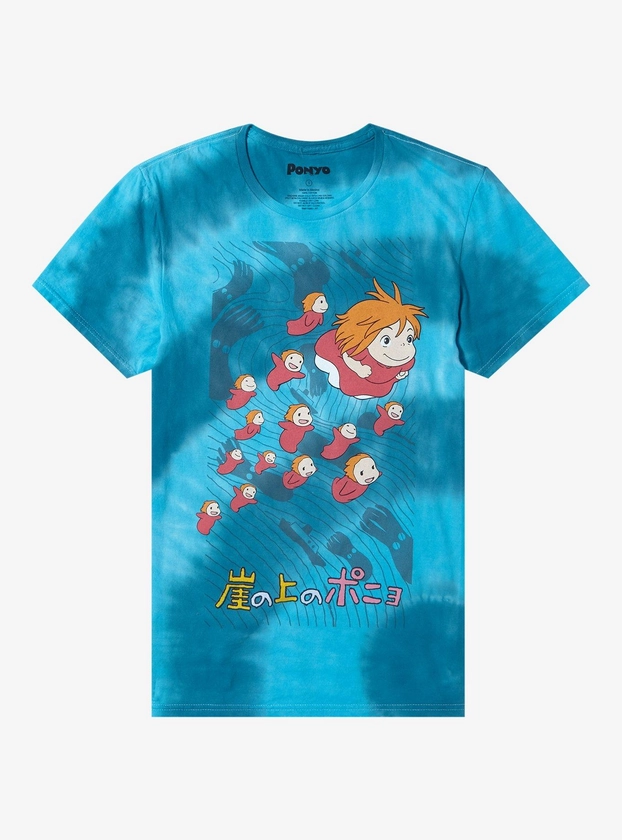 Studio Ghibli Ponyo Swim Blue Tie-Dye Boyfriend Fit Girls T-Shirt