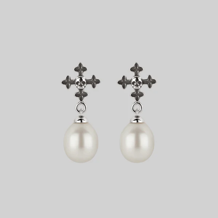 OPHELIA. Medieval Cross Stud Earrings - Silver – REGALROSE