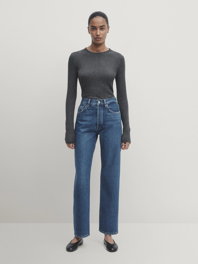 Rechte jeans met hoge taille - Massimo Dutti Netherlands