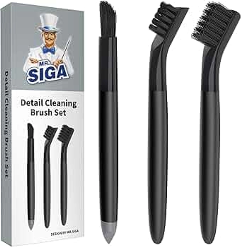 MR.SIGA Grout Cleaner Brush Set, Detail Cleaning Brush Set for Tiles, Sinks, Drains, Grout Brush for Edge, Crevice Cleaning