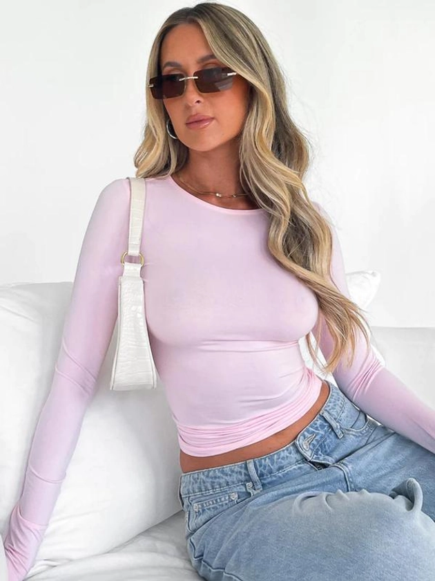 Women's Longsleeves Slim Cropped Tee for Spring, Basic Crewneck Top, Casual Solid Tshirt for Spring & Fall, Back-to-School Clothing, Fall Clothes, Mean Girls Outfit, Summer Outfits, Lady Top for Music Festival, Fall Outfits, Earthtone Fallfreshness