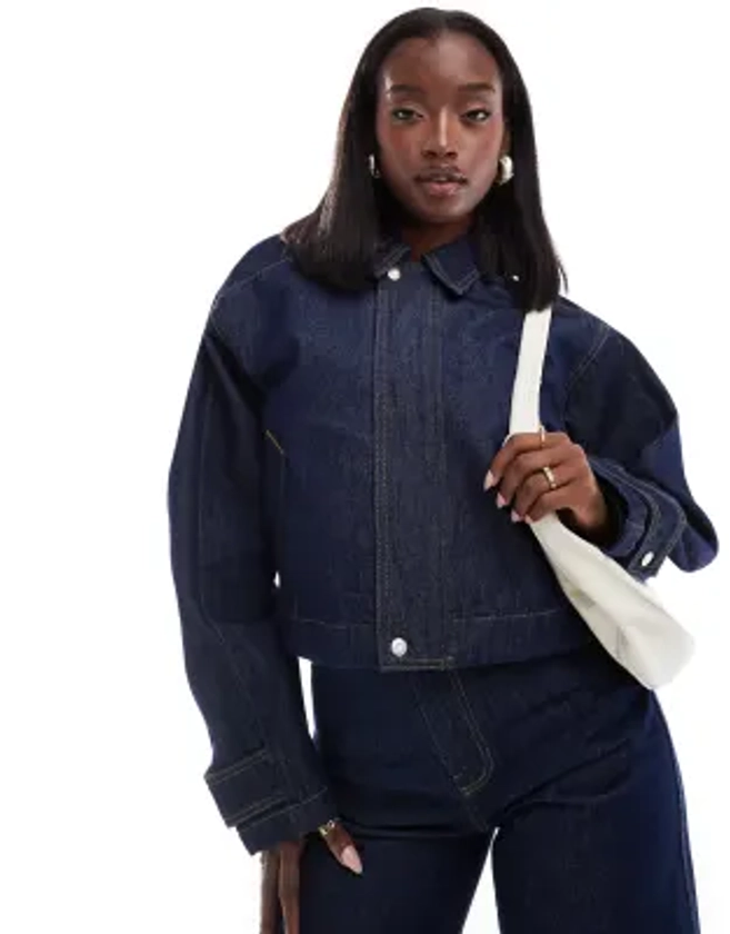 ASOS DESIGN - Veste en jean avec taille réglable - Bleu brut délavé | ASOS