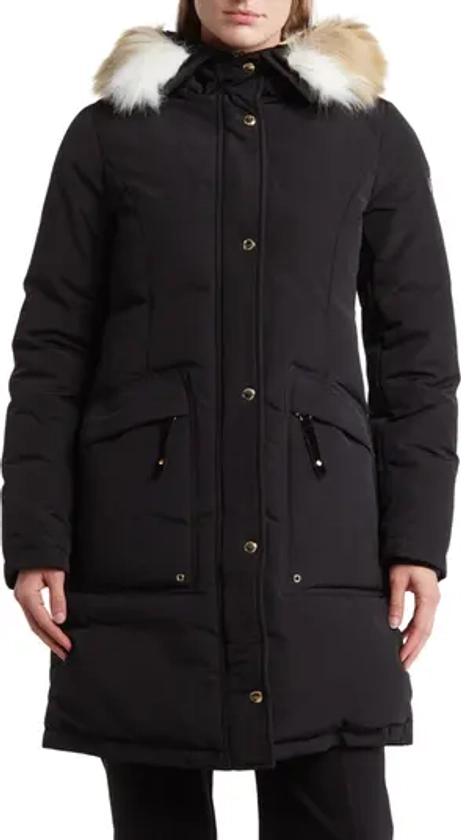 Sam Edelman Faux Fur Trim & Faux Shearling Lined Hooded Coat | Nordstromrack