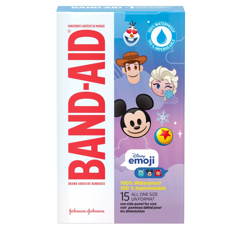 Band-Aid Brand Bandages for Kids, Disney Emoji, All One Size, 15 ct