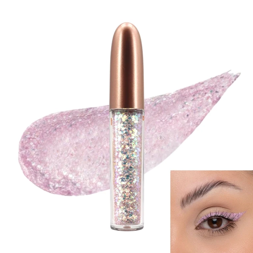 &quot;Delineador  Ojos Glitter  Liquido Escarchado Rosa Traslúcido&quot;