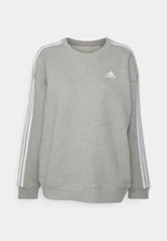 ESSENTIALS 3 STRIPES - Sweatshirt - medium grey heather/white