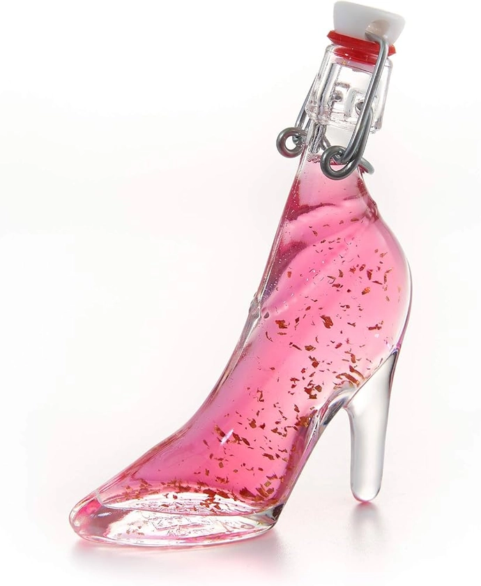 Vodka Gift | Pink Vodka With Gold Flakes - Lady Shoe Shaped Bottle & Real 22k Gold Flakes - 40ml - 20% ABV - Made By IL GUSTO (Pink Vodka) : Amazon.co.uk: Grocery