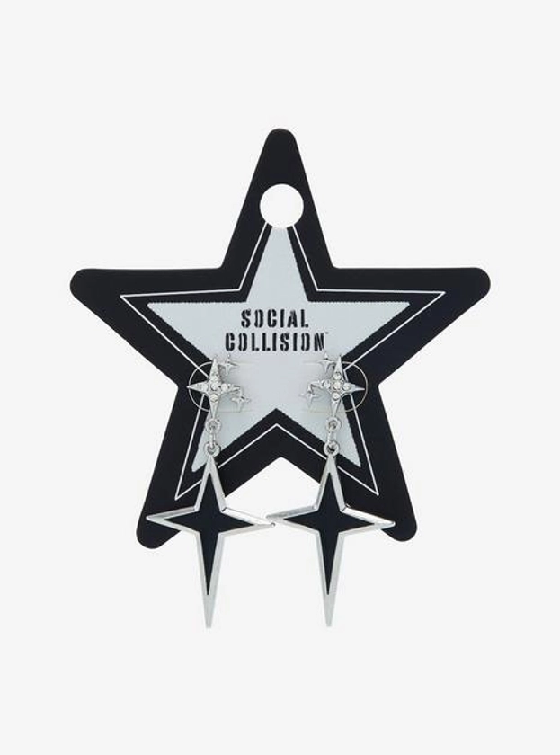 Social Collision Black Star Cluster Earrings | Hot Topic