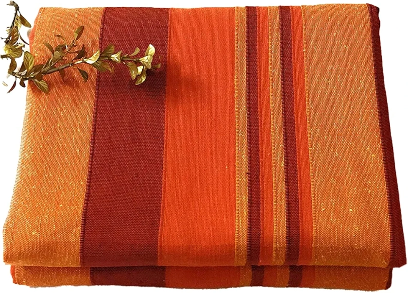 Buy RANGBHAR Handloom Double Bedsheet Without Pillow Cover, Cotton Striped Double Bedcover, 90 x 100 inch, Orange Online at Low Prices in India - Amazon.in